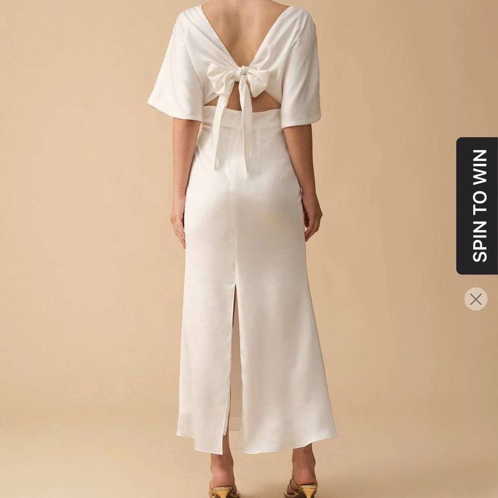 Rihoas backless white satin maxi dress